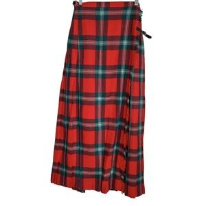 Vintage‎ Westlea Plaid Maxi Skirt Sz 28 Preppy Holiday Christmas Tartan Scotland